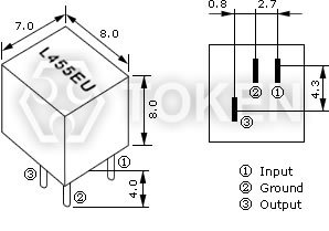 通訊機用陶瓷濾波器 (LT 455 EU)尺寸圖