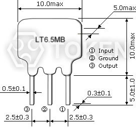 LT MB 系列 - 陶瓷濾波器電視機錄像機用 尺寸圖