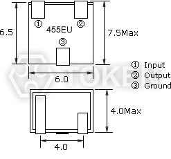 通訊機用陶瓷濾波器 (LTC 455EU) 尺寸圖