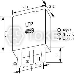 (LTP) 調幅陶瓷濾波器 尺寸圖 (單位: mm)