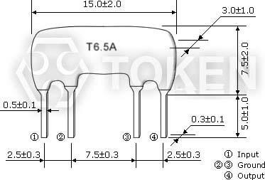 電視機/錄像機陶瓷濾波器 (LTT MA) 尺寸圖 (單位: mm)