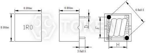 對角位插件式大電流功率電感器 (TCDU0806) 結構尺寸