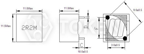 對角位插件式大電流功率電感器 (TCDU1109) 結構尺寸