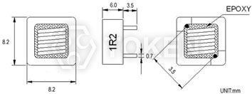 大電流對角位插件式電感器 (TCDY0806) 尺寸
