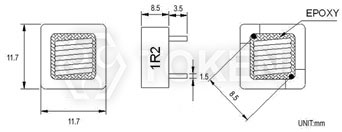 大電流對角位插件式電感器 (TCDY1108) 尺寸