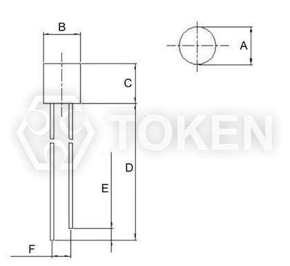 環保可見光傳感器 (PT-IC-BC-5-PN-550) 平頭無邊尺寸圖