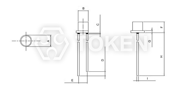 環保可見光傳感器 光敏三極體 (PT-IC-GC) 平頭有邊尺寸圖