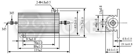 繞線鋁盒大功率電阻器 ((AHC-100, AHC-100N) 尺寸圖