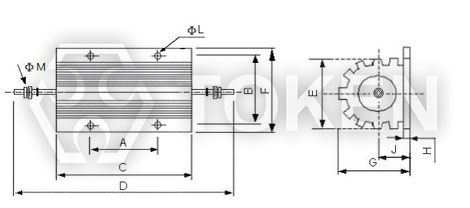 功率繞線鋁盒電阻器 (AHC-80 ~ AHC-100SN) 尺寸圖