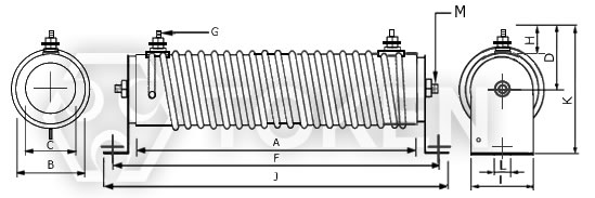 電力型手搖螺杆式電阻器 (BSR) 結構尺寸圖