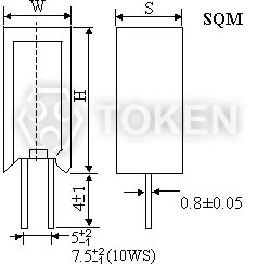 瓷盒水泥電阻器 (SQM) 尺寸圖