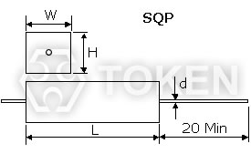 瓷盒水泥電阻器 (SQP) 尺寸圖