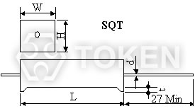 瓷盒功率電阻器 (SQT) 尺寸圖