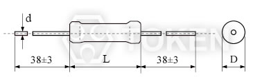 精密繞線軍規電阻器 (KNP-R) 軸向尺寸圖