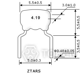 陶瓷諧振器 (ZTARS) 系列 尺寸圖