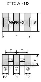 內建電容貼片式諧振器 MHz (ZTTCS/CV*MT/MX) 尺寸圖