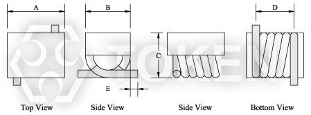 TRAM 系列 空芯線圈平面灌膠式 尺寸圖