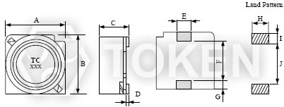 低直流阻抗大電流繞線電感器 (TPSLF12555/12565/12575) 尺寸圖
