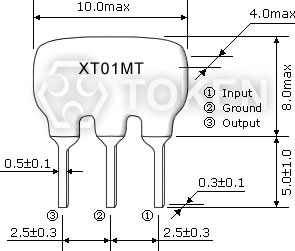 陶瓷陷波器三吸收型 (XT MT)尺寸图