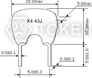 陶瓷陷波器色载波信号吸收 (XT MJ) 尺寸图