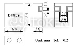介质带通滤波器 - DF-B 系列 尺寸图