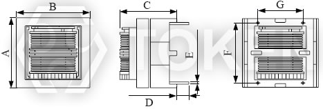(TCET24H) 电源线路EMI滤波器尺寸图