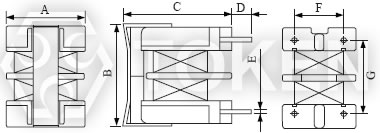 (TCUU10) 电源线路EMI滤波器尺寸图