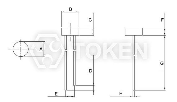 环保可见光传感器 (PT-A4-AC-5-PN-850) 平头无边尺寸图