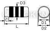 碳膜晶圆电阻器 (RDM) 尺寸图