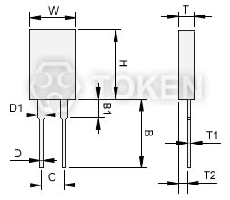 TO-220 功率电阻器 (RMG20) 尺寸图 (单位: mm)