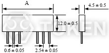 单列直插网络电阻(UPRNS) 尺寸图