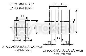 贴片式谐振器 (ZTAC/ZTTC) 建议使用焊接区