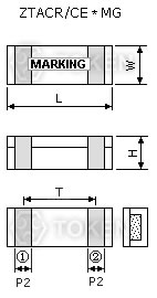 贴片式谐振器 MHz (ZTACR/CE*MG) 尺寸图