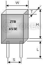 陶瓷谐振器 KHz (ZTB) 系列 尺寸图