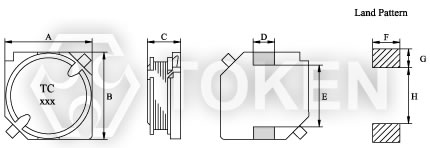 开磁式贴片功率电感 (TPULF7032/7045) 尺寸图 (Unit: mm)