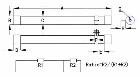 Cylindrical High Voltage Precision Resistors (HI80M) Dimensions