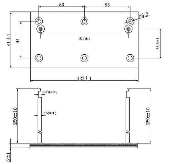 ASM-6105-400W Power Mica Resistor Dimensions
