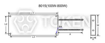 8015(100W-800W) Low Profile Aluminum Housed Resistor (ASP) Dimensions