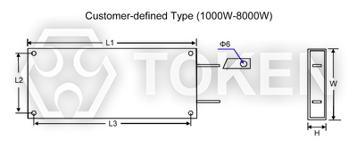 (1000W-8000W) Low Profile Aluminum Encased Resistor (ASP) Dimensions