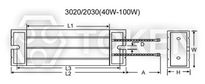 Trapezoidal Aluminum Housed Wirewound Resistor (ASZ) Dimensions Type:B