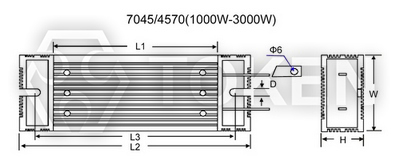 Trapezoidal Aluminum Encased Power Resistor (ASZ) Dimensions Type:B
