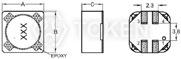 SMT Power Backlight Inductors (TPSRH74B) Dimensions