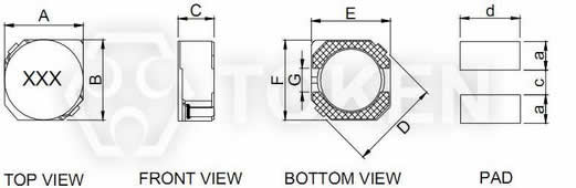 Surface Mount Shielded Inductor (TPUME) Dimensions