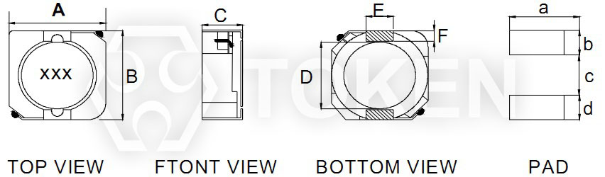 SMD Shielded High Current Inductors (TPSRH-63R/103R/104R/105R) Dimensions