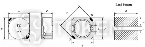 Surface Mount Shielded Inductor (TPSRH-3D/4D/5D/6D) Dimensions