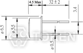 (PGM5****) 5mm 金属外壳封装 CdS光照光敏电阻器尺寸图