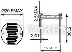 (PGM20**) 20mm 环氧树脂封装 CdS光照光敏电阻器尺寸图
